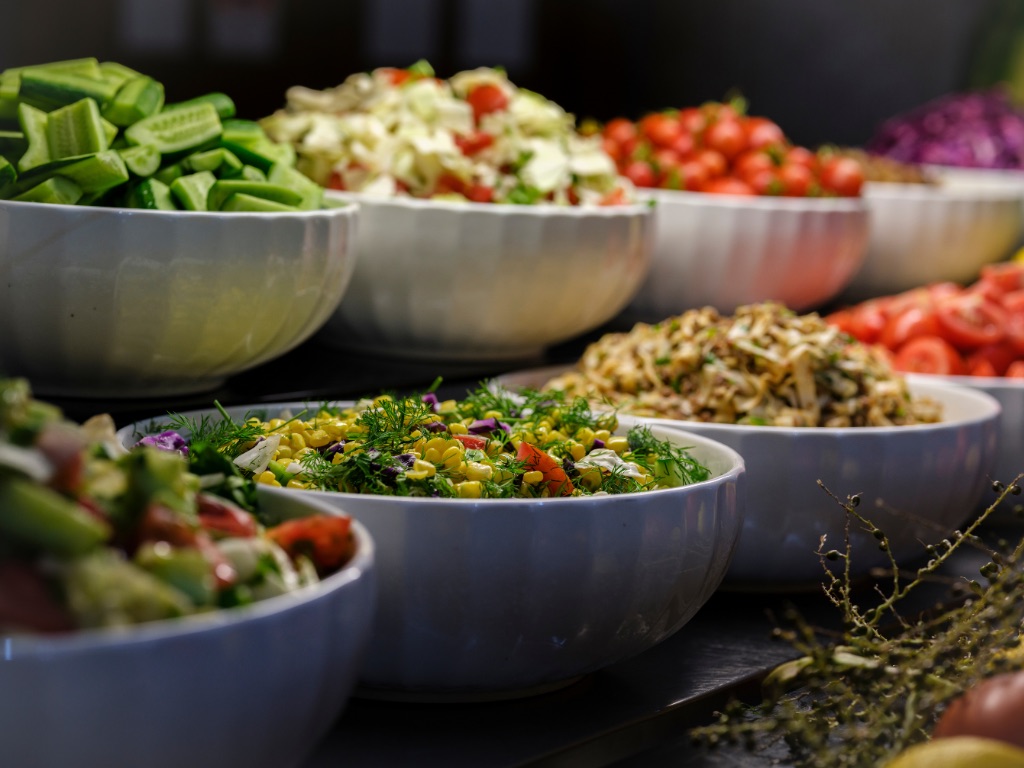 Bowls of food with ingredients